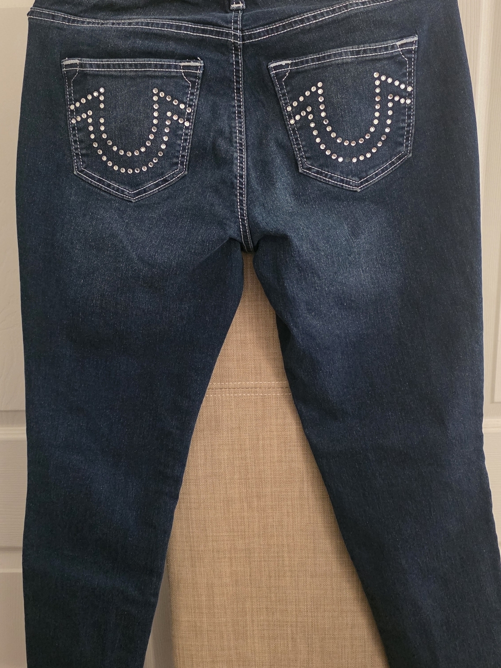 True Religion Dark Blue Skinny Jeans with Silver Stud Pockets